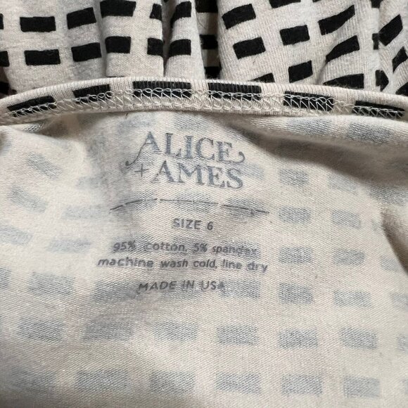 Alice + Ames Sz 6 Tan & Black Dash Print Ballet Twirl Dress - Picture 5 of 5
